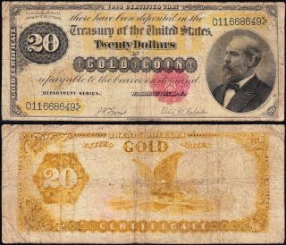 Rare 1882 $20 " Garfield " Gold Certificate C11668649
