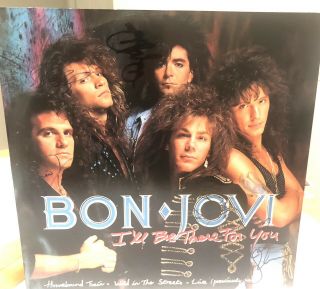 Bon Jovi “i’ll Be There For You”signed Lp - Vintage Autographs By Entire Band