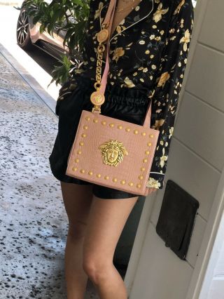 Gianni Versace Couture Vintage Medusa Embossed Crossbody Bag