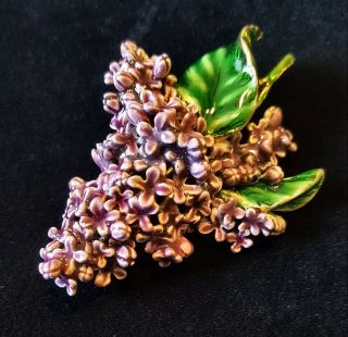 Vintage Mfa Museum Of Fine Arts Purple Lilac Enamel Flower Pin Brooch