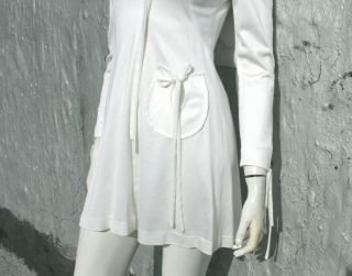 Ossie Clark White Satin Mini Size XS S Valentine ' s Day Wedding Dress 1960s 70s 2