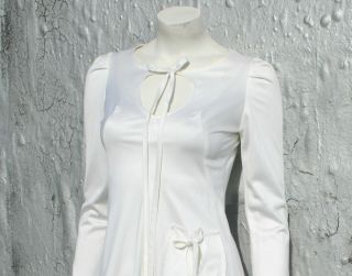 Ossie Clark White Satin Mini Size XS S Valentine ' s Day Wedding Dress 1960s 70s 8
