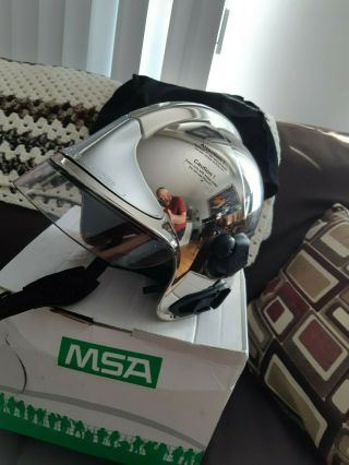 French Fire Firefighter Helmet Msa Gallet Chrome Rare