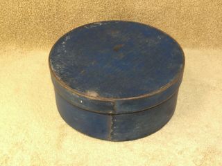Old Antique Blue Painted Wooden Lidded Pantry Box 12
