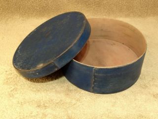 Old Antique Blue Painted Wooden Lidded Pantry Box 2