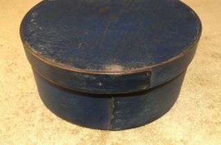 Old Antique Blue Painted Wooden Lidded Pantry Box 4