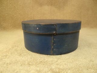 Old Antique Blue Painted Wooden Lidded Pantry Box 5