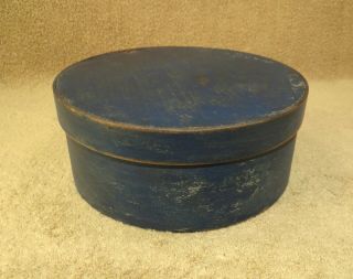 Old Antique Blue Painted Wooden Lidded Pantry Box 7