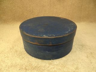 Old Antique Blue Painted Wooden Lidded Pantry Box 8