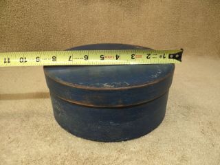 Old Antique Blue Painted Wooden Lidded Pantry Box 9