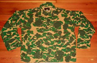Vtg 60s 70s Vietnam War Duck Hunter Frogskin Spot Camouflage Field Jacket Mns L