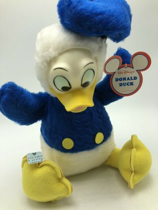 Vintage Walt Disney Donald Duck Plush Rubber Face Nwt California Stuffed Toys