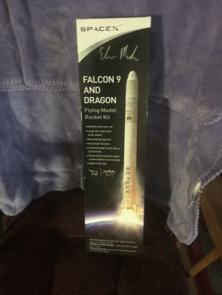 Elon Musk Autographed Falcon 9 Model Rocket Kit.  Rare