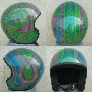 Custom Painted 3/4 Old School Vintage Medium Motorcycle Helmet