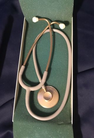 Vintage Littmann Stethoscope 3m Box Usa 22 " Brass/copper F W Gray 2120
