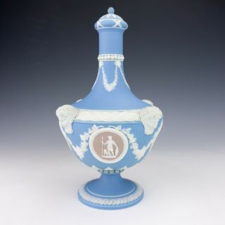 Antique Wedgwood Tri - Colour Jasperware - Satyr Head Decorated Vase - Unusual