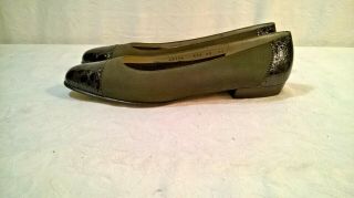 Vintage Salvatore Ferragamo Olive Green Suede/Brown Croc Cap Toe Shoes Size 10 3