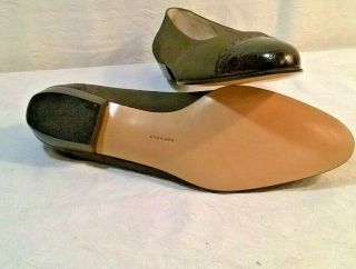 Vintage Salvatore Ferragamo Olive Green Suede/Brown Croc Cap Toe Shoes Size 10 7