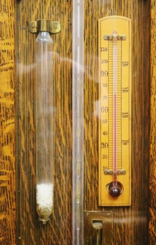 Antique Admiral Fitzroy Carved Oak Wall Barometer Thermometer Weather Station 10