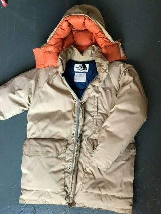 Vintage The North Face Brown Label Khaki Heavy Down Puffer Jacket M Made In Usa