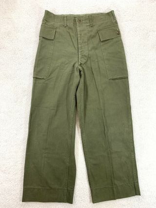 Vtg 1940s 40s 50s Wwii Us Army Military Hbt Pants Herringbone Mens 30x27