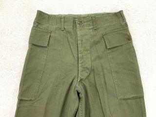 Vtg 1940s 40s 50s WWII US Army Military HBT Pants Herringbone Mens 30x27 3