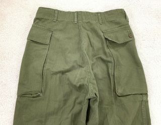 Vtg 1940s 40s 50s WWII US Army Military HBT Pants Herringbone Mens 30x27 4