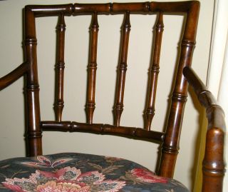 4 Drexel Heritage Chinoiserie Faux Bamboo Dining Arm Chairs 7