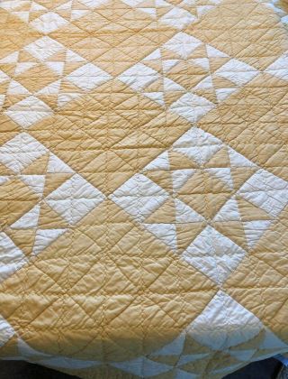 Vintage Pottery Barn Gold King Quilt 2 Quilted Std Pillow Shams Diamond Star