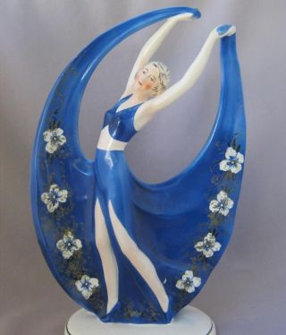 Art Deco Lady Porcelain Goldscheider Era Katzhuette Katzhutte Tettau Germany