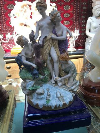 German Porcelain Statue | 4 Women With Dogs
