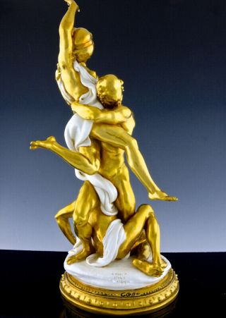 STUNNING LARGE GIUSEPPE CALLE ITALIAN GOLD GILT PORCELAIN GREEK MEN WOMAN FIGURE 4