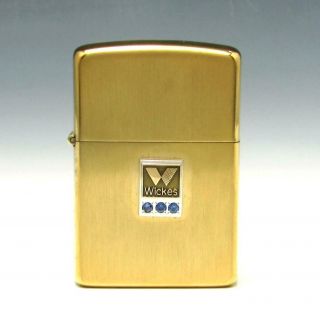 MIB Vintage 10K Gold Filled Brush Zippo Lighter w/ Solid 10K Gold Wickes Emblem 2