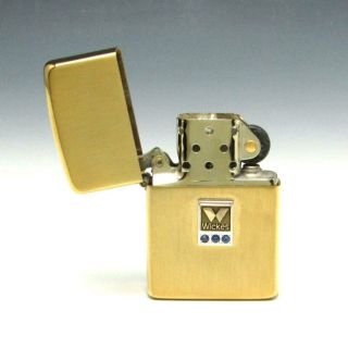 MIB Vintage 10K Gold Filled Brush Zippo Lighter w/ Solid 10K Gold Wickes Emblem 7