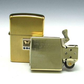 MIB Vintage 10K Gold Filled Brush Zippo Lighter w/ Solid 10K Gold Wickes Emblem 9