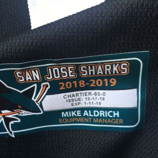 Rare Rourke Chartier San Jose Sharks Black Stealth Adidas Game Worn Jersey 3