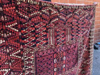 Auth: 19th C Antique Tribal Turkmen Ensi Tribal Bukhara Tent Collectible 4x5 Nr