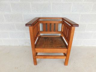 Antique Arts & Crafts Stickley Style Mission Oak Even Arm Chair