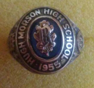 Vintage 1955 10k Y.  Gold High School Ring Hugh Morson H S Size 4 1/2 ( (470))