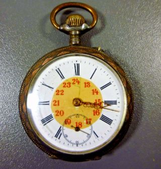 Antique French Remontoir 10 Rubis Silver Case Pocket Watch Runs