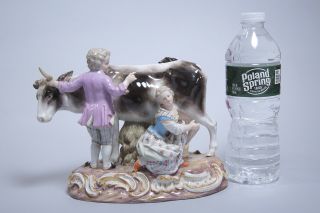 19th C.  Fine Meissen Porcelain Figural Group cow and children 2