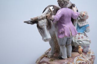 19th C.  Fine Meissen Porcelain Figural Group cow and children 3