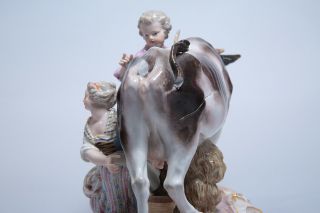 19th C.  Fine Meissen Porcelain Figural Group cow and children 5
