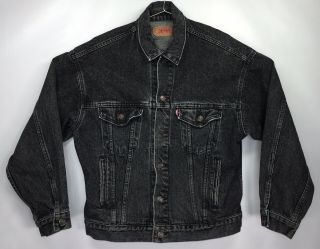 Vintage Usa Made Black Levi Strauss Black Denim Jean Jacket 70507 - 4159 Medium