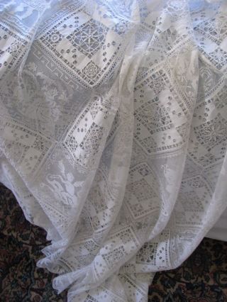 Antique Italian Lace Tablecloth 72 Filet Lace Designs Needle Lace Linen