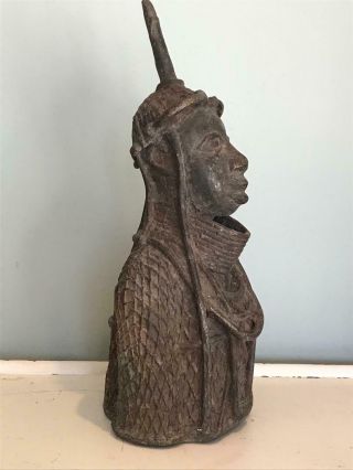 Benin Bronze Soldier Bust 11.  75 
