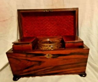 C1755 Approx.  Rarely Seen Coromandel Tea Caddie With Inserts.