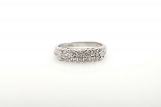 Antique 1940s 2 Row.  33ct Vs G Diamond Platinum Wedding Band Ring