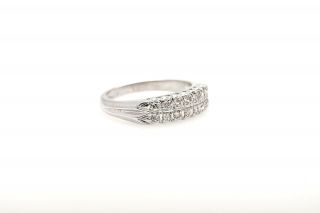 Antique 1940s 2 Row.  33ct VS G Diamond Platinum Wedding Band Ring 2