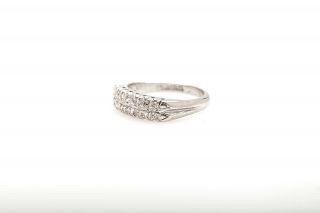 Antique 1940s 2 Row.  33ct VS G Diamond Platinum Wedding Band Ring 3